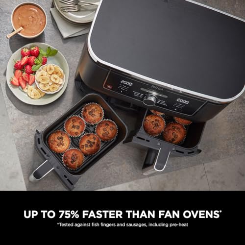 Ninja Foodi MAX Dual Zone Air Fryer – 9.5L, 2 Drawers, 6-in-1 Cooking, Black