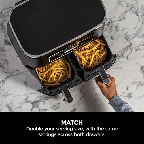 Ninja Foodi Dual Zone Air Fryer – 7.6L, 2 Drawers, 4-in-1 Functions, Black