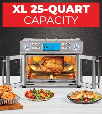 Emeril Lagasse Dual Zone 360 Air Fryer Oven with French Doors, 25-Quart Extra Large Countertop Convection Cooker