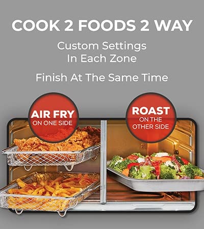Emeril Lagasse Dual Zone 360 Air Fryer Oven with French Doors, 25-Quart Extra Large Countertop Convection Cooker