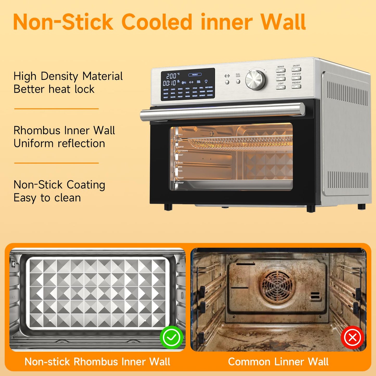 30L Air Fryer Oven – Rotisserie, 21 Presets, Digital Display, Double Glass Door