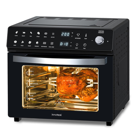 Innoteck 26L Air Fryer Oven – Stainless Steel, Rotisserie, Dual Cook, 11 Modes