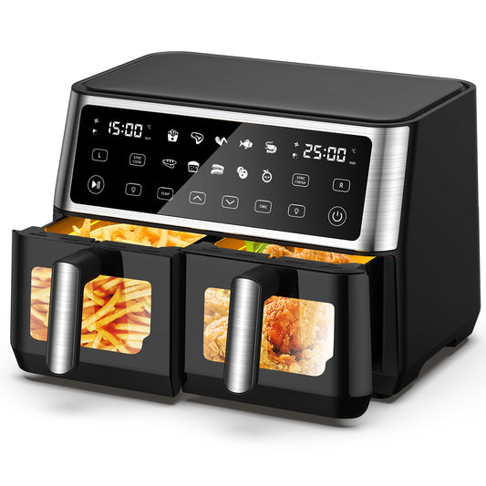 10L Dual Drawer Air Fryer – 10-in-1 Presets, Sync Cook, Smart Touchscreen