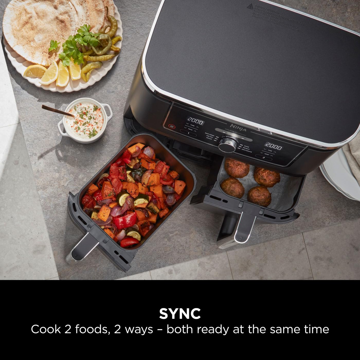 Ninja Foodi MAX Dual Zone Air Fryer – 9.5L, 2 Drawers, 6-in-1 Cooking, Black