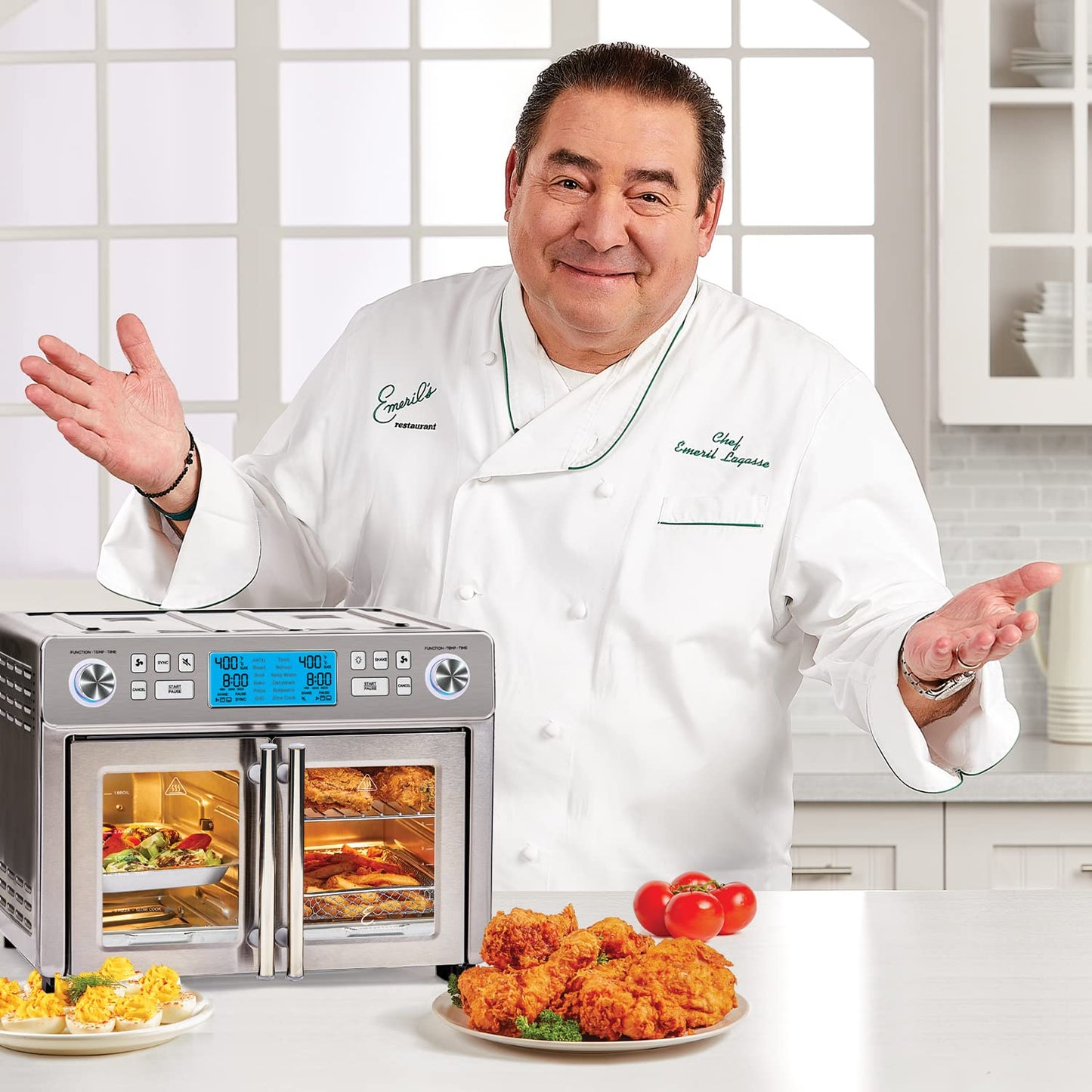 Emeril Lagasse Dual Zone 360 Air Fryer Oven with French Doors, 25-Quart Extra Large Countertop Convection Cooker