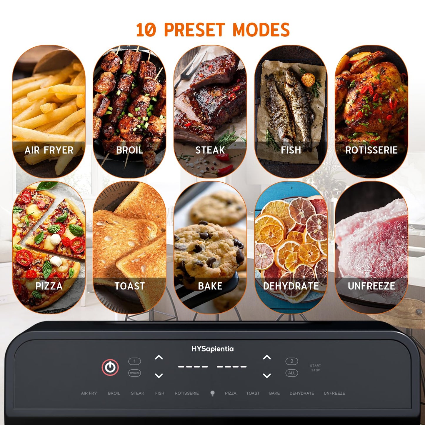 HYSapientia 22L Dual Zone Air Fryer Oven with Rotisserie – 10-in-1, Stainless Steel