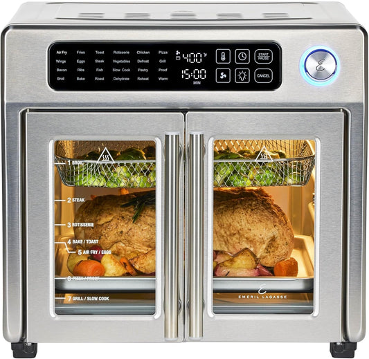 Emeril Lagasse 26-Quart French Door Air Fryer Toaster Oven with 24 Cooking Functions