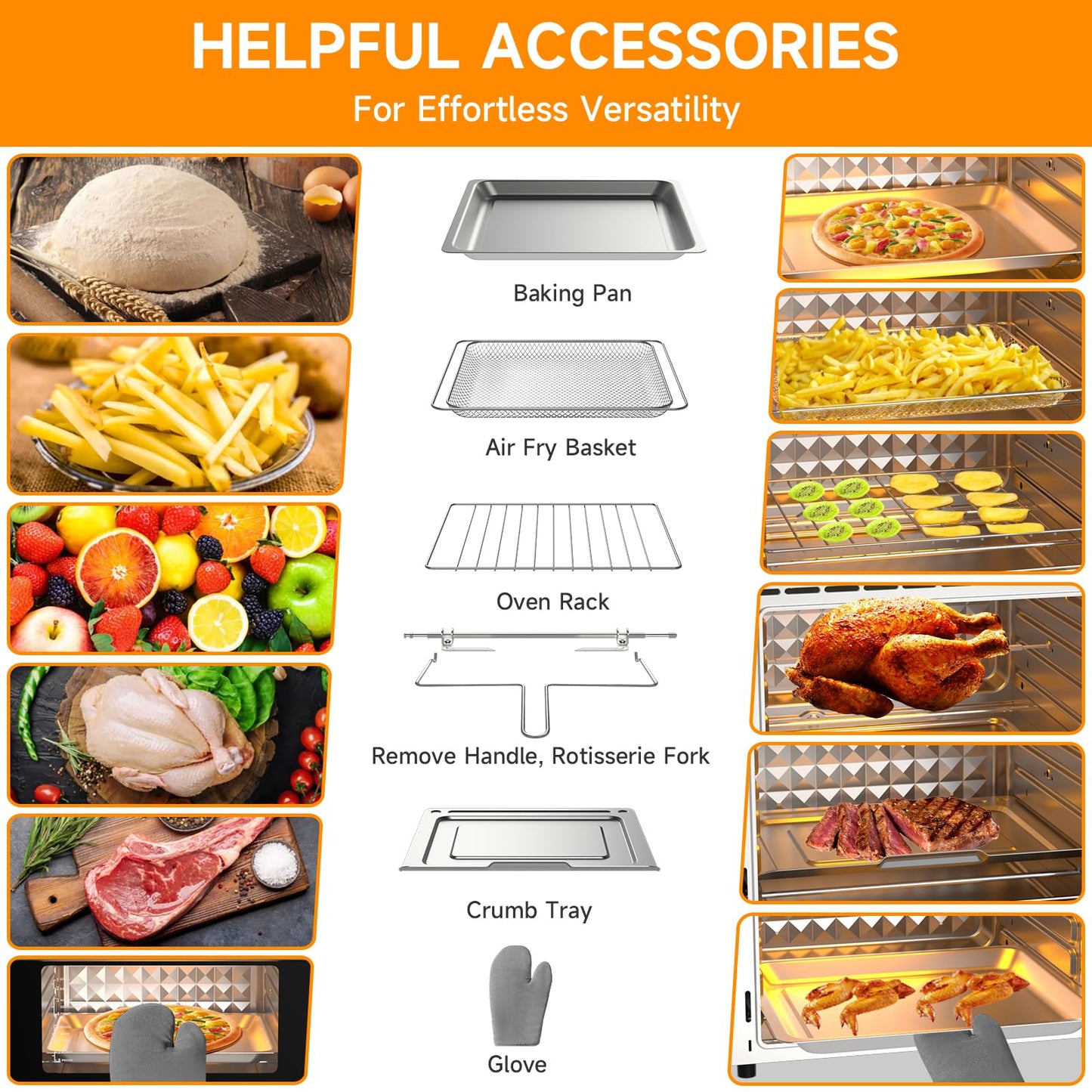 30L Air Fryer Oven – Rotisserie, 21 Presets, Digital Display, Double Glass Door