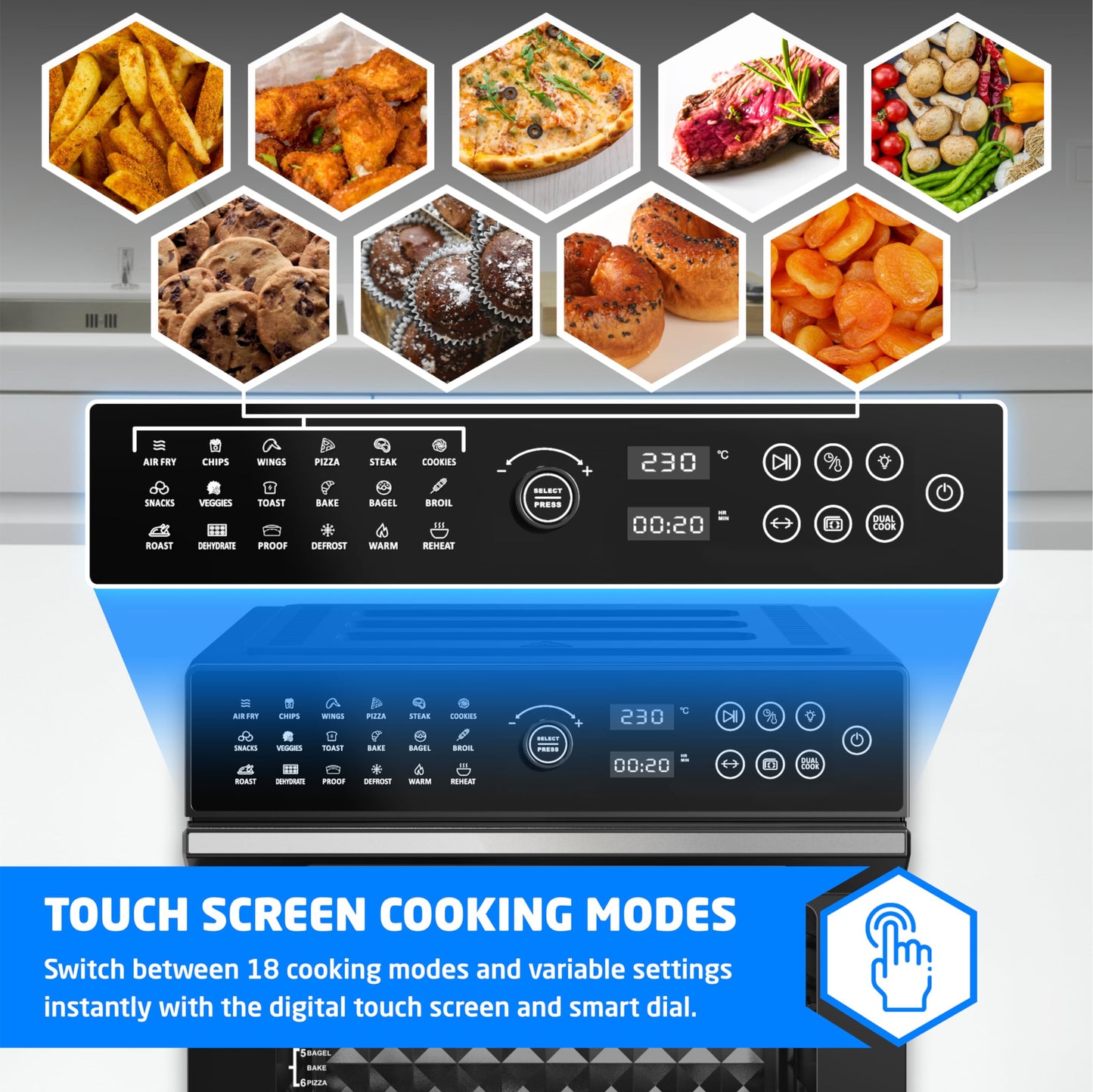 BridgePro 30L Digital Air Fryer Oven – Rotisserie, 18-in-1 Presets, 1800W