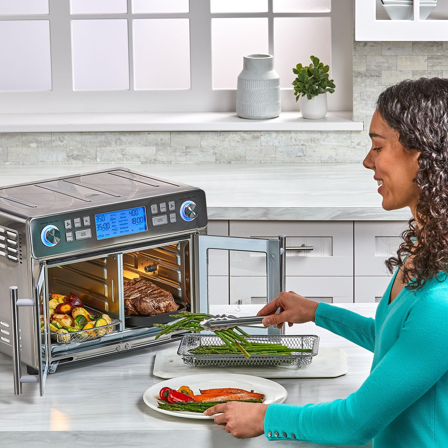 Emeril Lagasse Dual Zone 360 Air Fryer Oven with French Doors, 25-Quart Extra Large Countertop Convection Cooker