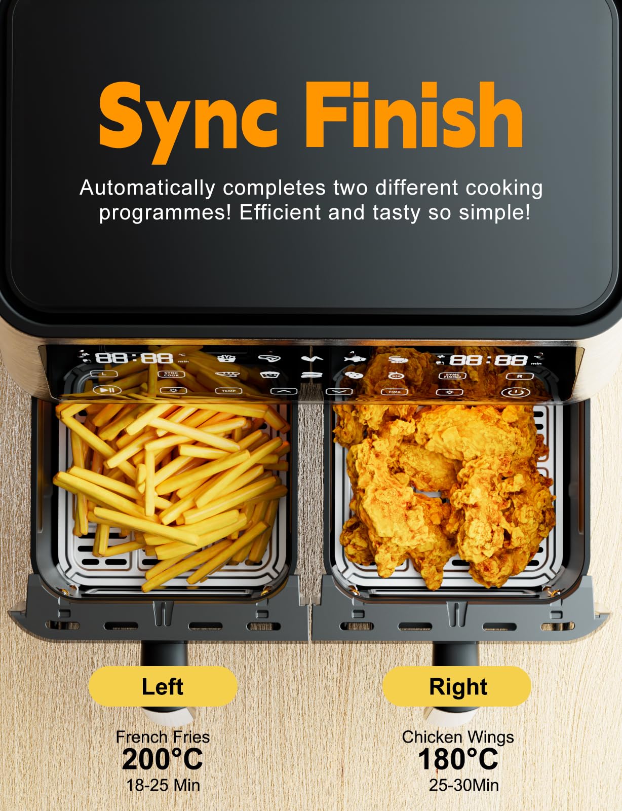 10L Dual Drawer Air Fryer – 10-in-1 Presets, Sync Cook, Smart Touchscreen