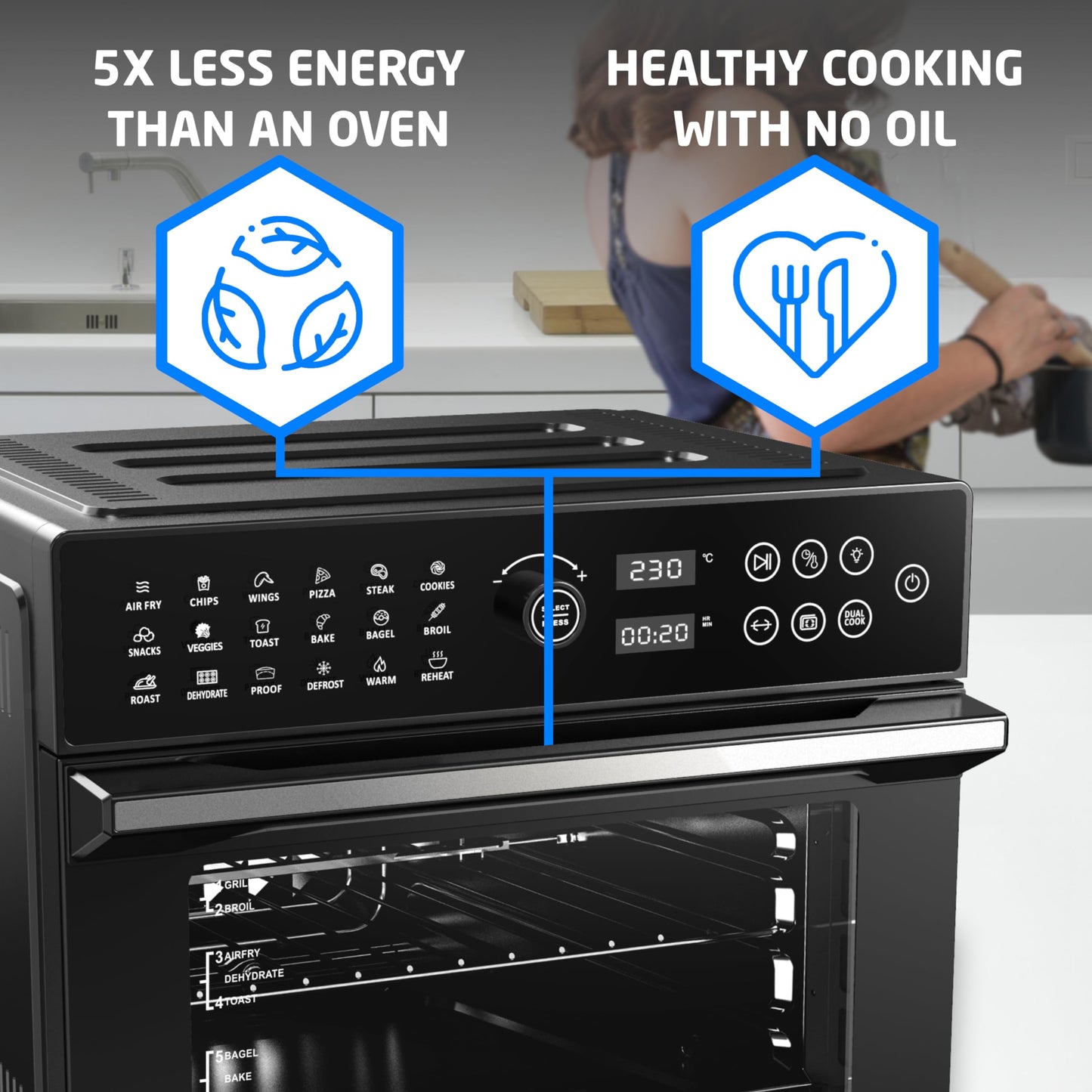 BridgePro 30L Digital Air Fryer Oven – Rotisserie, 18-in-1 Presets, 1800W