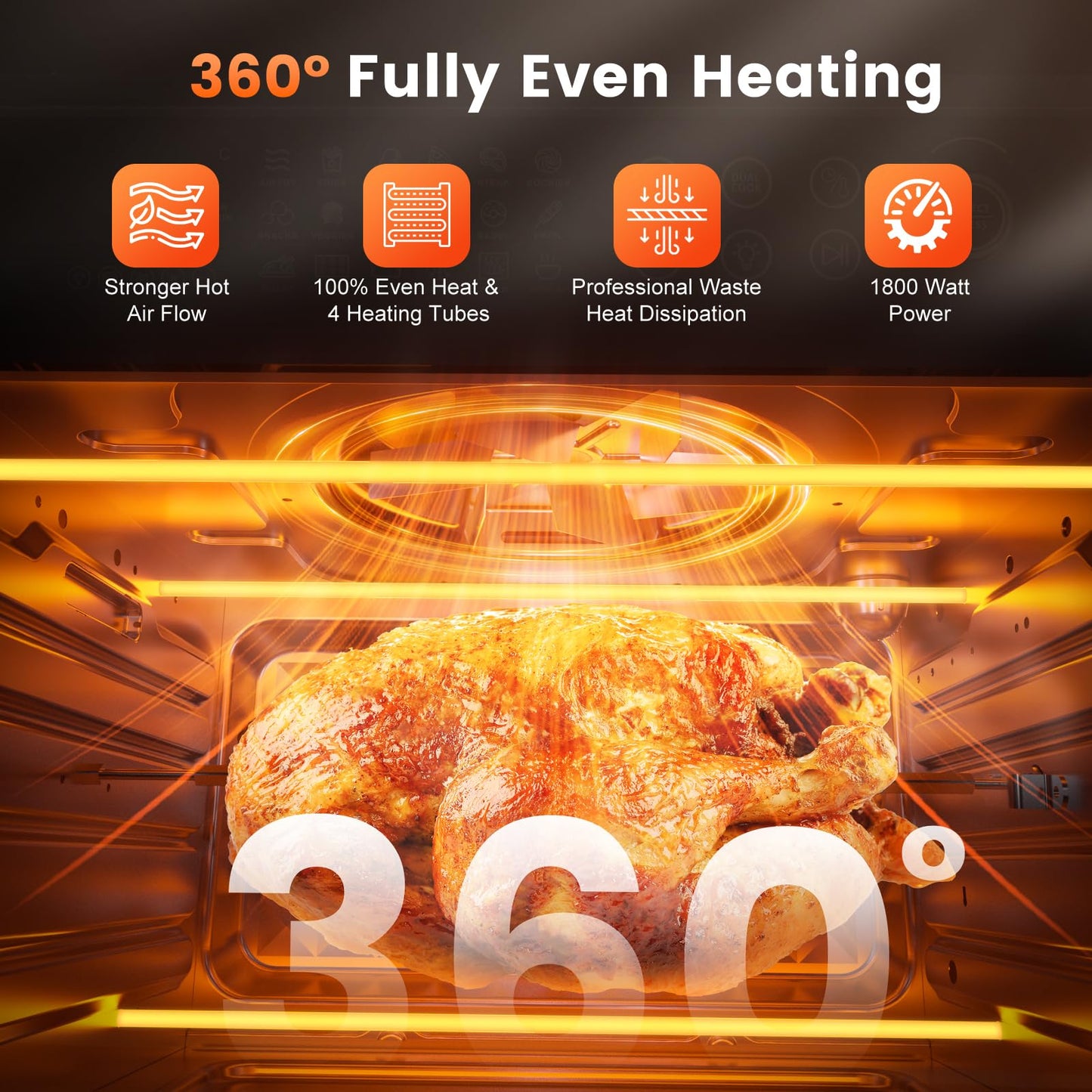 30L Air Fryer Oven – 18-in-1 Presets, Dual Cook, LED Touch Control, 1800W